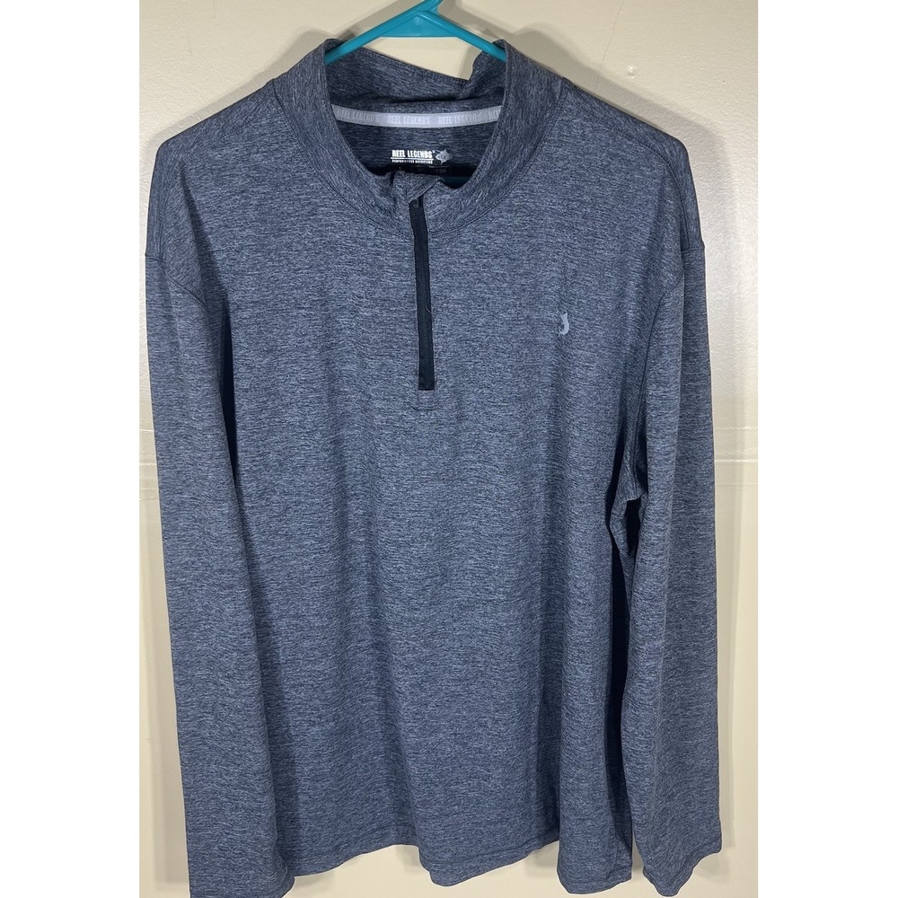Reel Legends Mens Large Gray 1/4 Zip Pullover Performance Fishing Shirt L